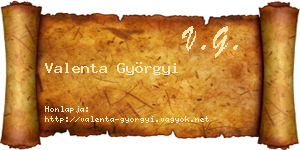 Valenta Györgyi névjegykártya